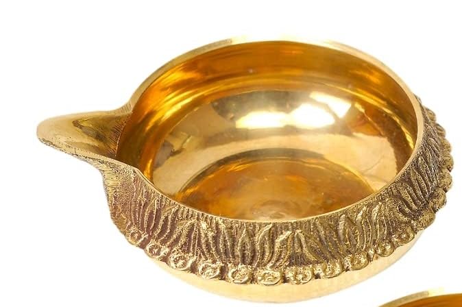 A & S VENTURES A&S Ventures Kuber Brass Diya for Puja Set of 5 Akhand Diya for Puja || Heavy Base Aarti Diya || Deepak for Pooja Diwali Gift Item, Home Temple Decor, - Image 4