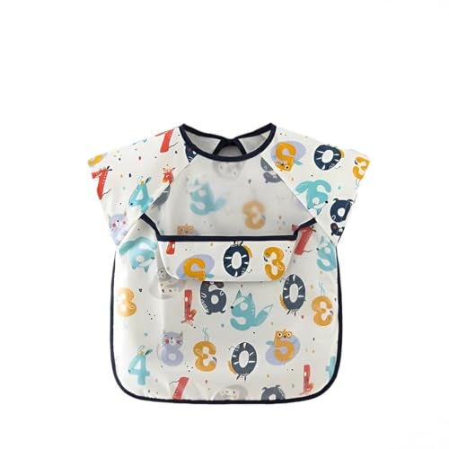 TONY STARK Waterproof Washable Short Sleeves Apron Feeding Bibs with Super Absorbent, Soft, Comfortable & Lightweight for Infants & Baby Toddlers 6+ Months (Math Magician) - Image 1