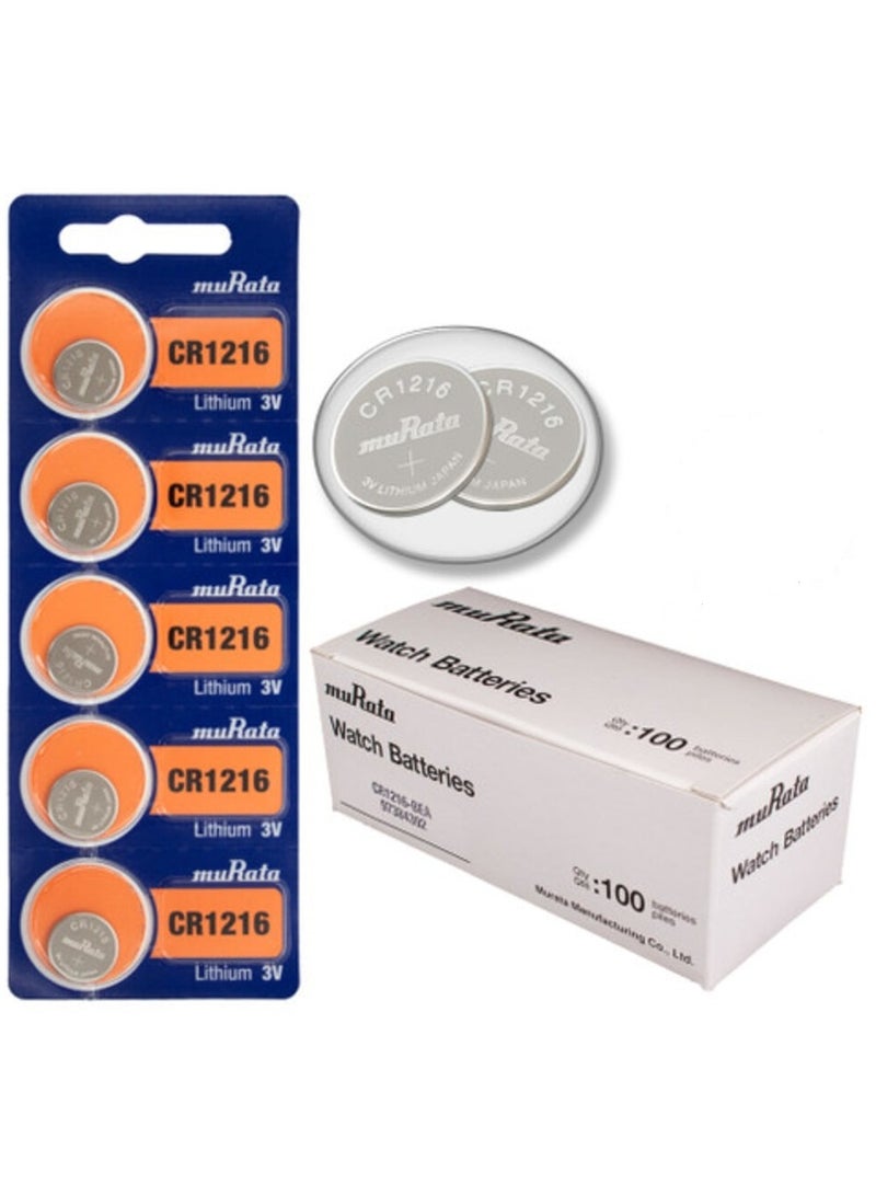 muRATA 100-Pieces Murata CR1216 Lithium 3V (muRata) Japan Batteries 