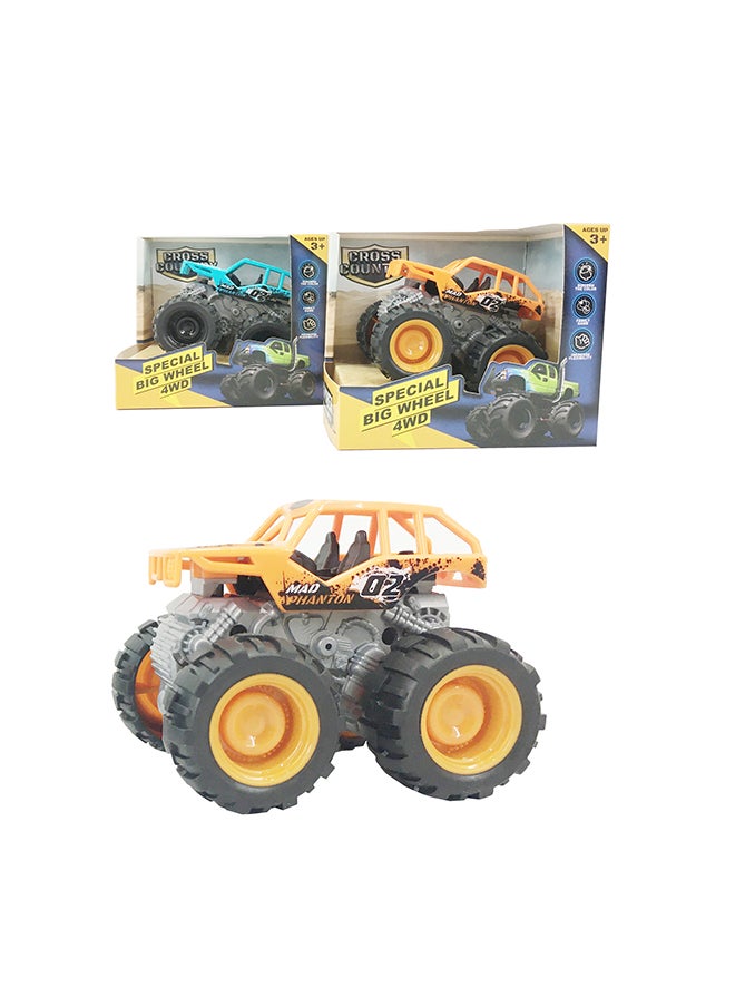 Galaxy Toys Galaxy Friction Truck - 12 cm Assorted Set | Pull-Back Powered Trucks | Special Big Wheel 4WD Series | Off-Road Orange, Blue & Green Trucks | Durable Plastic | Kids Vehicle Toy  - Image 1