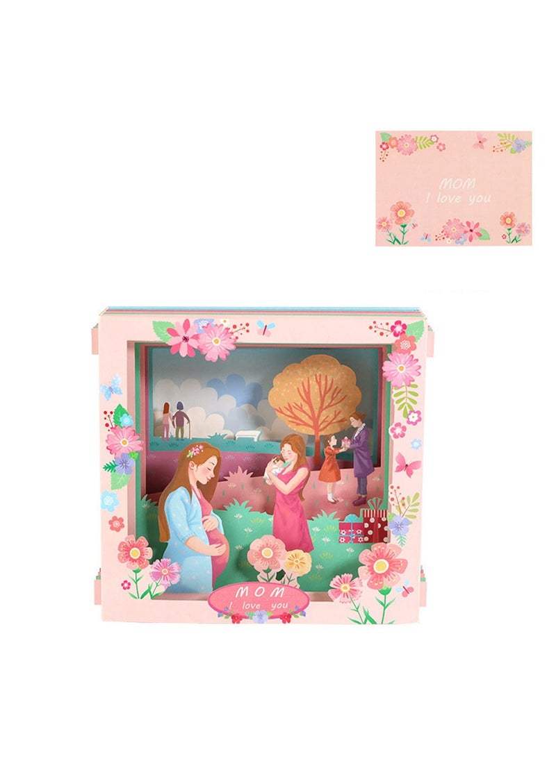 Y&D 3D Greeting Card for Mother, Paper Carving Cards, I love you Mom Carved Box, Paper-Carved With Enveope Special Occasions, Birthdays, Mother's Day 6x6 Inch  - Image 1