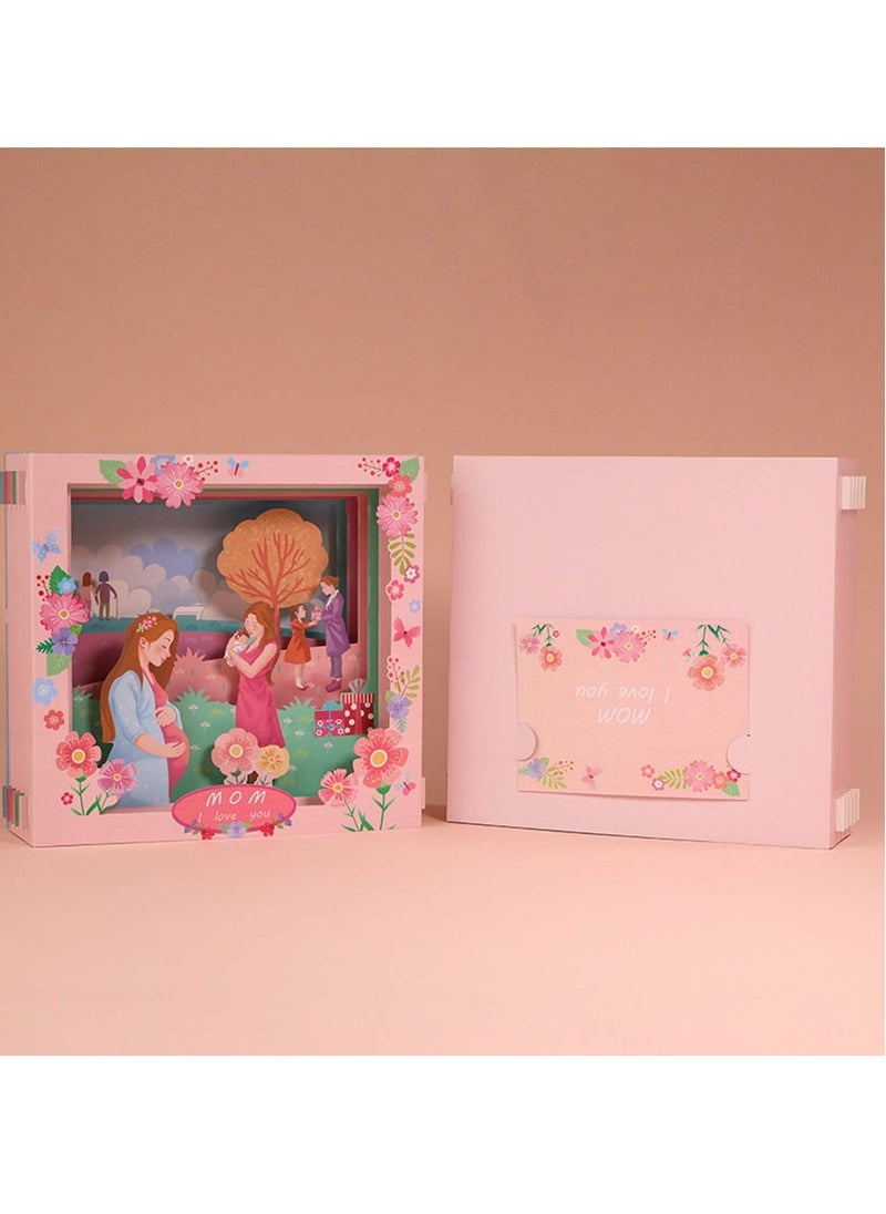 Y&D 3D Greeting Card for Mother, Paper Carving Cards, I love you Mom Carved Box, Paper-Carved With Enveope Special Occasions, Birthdays, Mother's Day 6x6 Inch  - Image 5