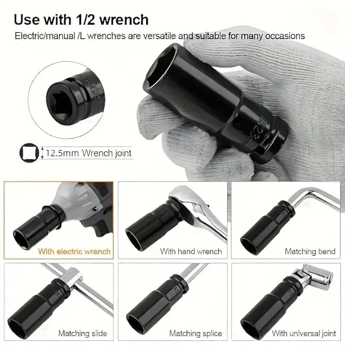 FAB Innovations FAB Innovation 20 Pcs 1/2-Inch Drive Socket Set | Metric Size 8-32mm | Standard 6 Point Deep Sockets Set with a Storage Cage & Lases Edged Sizes | CR-V Steel | Multipurpose DIY Use - Image 4
