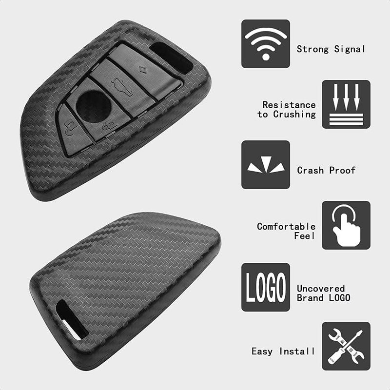 TANGSEN Smart Key Fob Personalized Case Protective Cover Compatible with BMW 1 2 3 4 5 6 7 Series GT3 GT5 M5 M6 X1 X2 X3 X4 X5 X6 3 4 Button Keyless Entry Remote 3D Twill Weave Carbon Fiber Plastic - Image 3