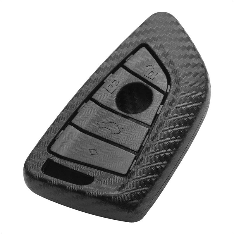 TANGSEN Smart Key Fob Personalized Case Protective Cover Compatible with BMW 1 2 3 4 5 6 7 Series GT3 GT5 M5 M6 X1 X2 X3 X4 X5 X6 3 4 Button Keyless Entry Remote 3D Twill Weave Carbon Fiber Plastic - Image 1