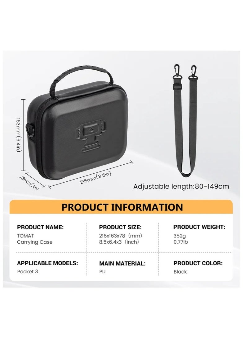 Carrying Case for DJI Osmo Pocket 3, Portable PU Storage Protective Bag for DJI Osmo Pocket 3 Creator Combo Accessories with shoulder straps[Case Only]  - Image 5