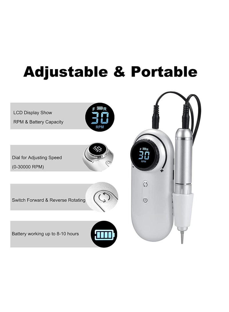 general Electric Nail Drill Machine Cordless, Portable Rechargeable 30000 RPM Professional Nail E-File Kit for Acrylic, Gel Nails, Manicure Pedicure Cuticle - Image 3