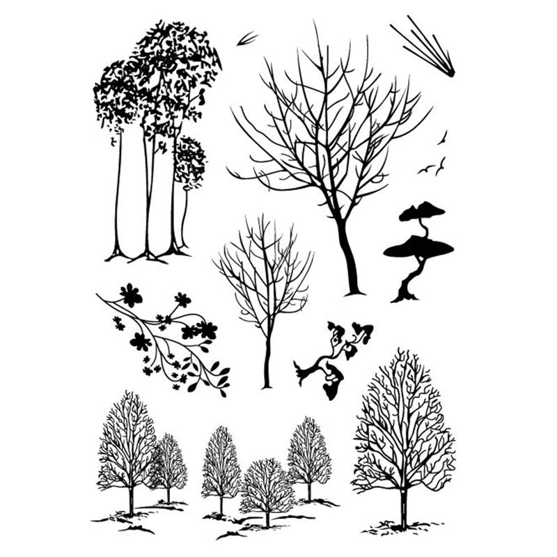 Arbuya Different Type of Trees Halloween Winter Decorative Clear Stamps for Card Making and DIY Scrapbooking