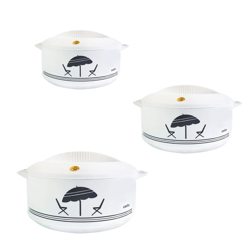 طقم هدايا وعاء طهي معزول 3 قطع من سيلو 2300 مل 784 مل 1250 مل أبيض