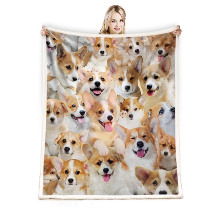 DOG PRINT PLUSH THROW SUPER SOFT 50 X 60 FUNNY CUTE DOGS ON BLANKET DOG THEMED GIFTS FOR WOMEN GIRLS