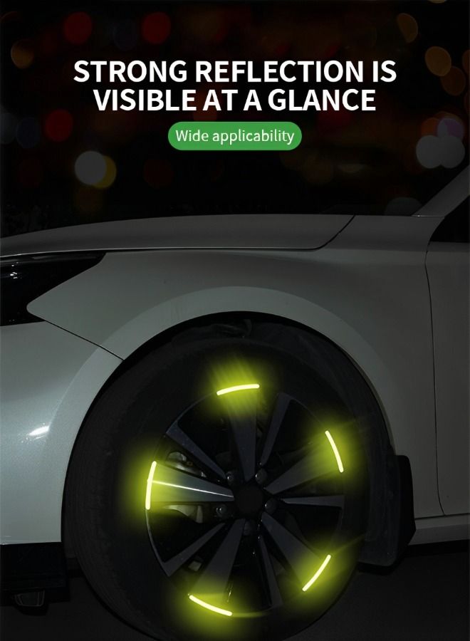 GROIC 20PCS Reflective Car Wheel Decorative Stripe Stickers, Personalized Car Wheel Modified Wheel Decals Universal Night Safety Warning Car Stickers - Image 2