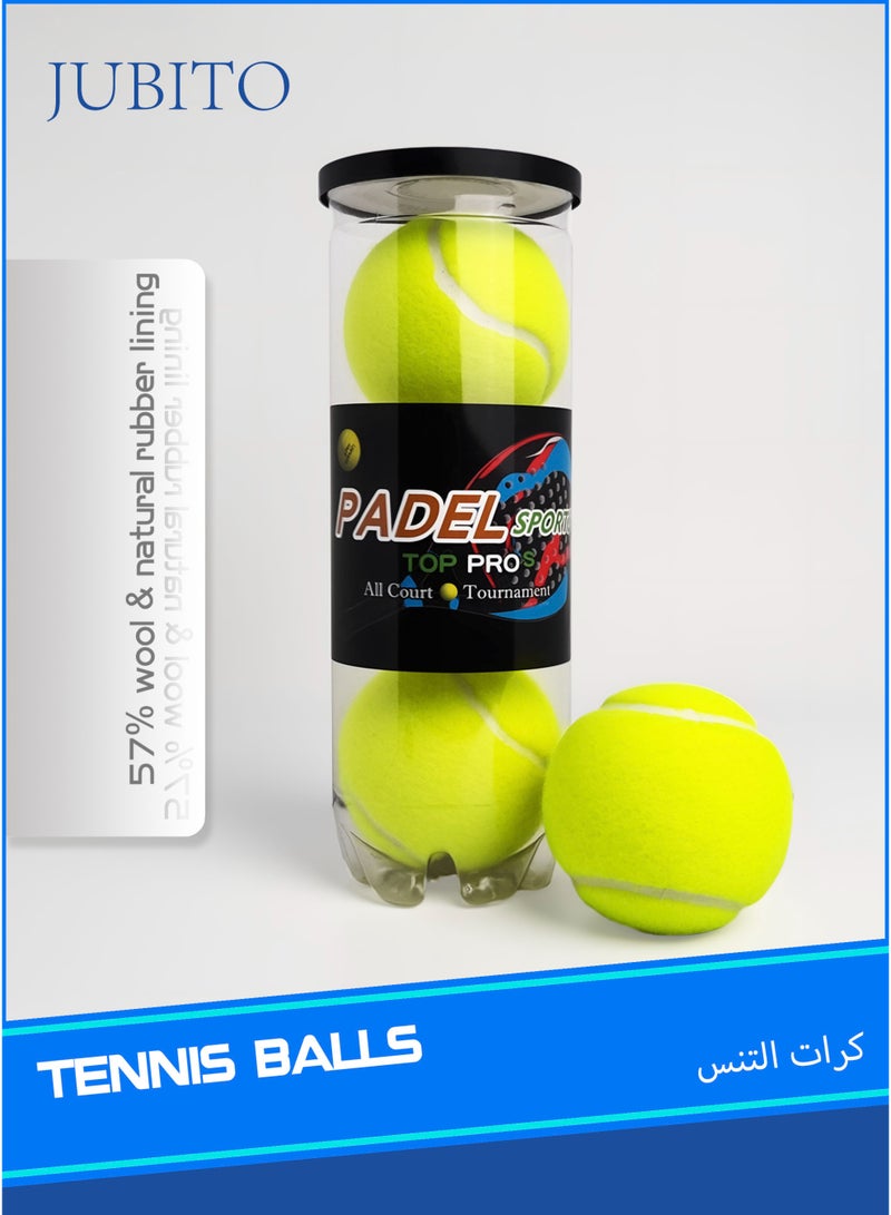 JUBITO Tennis - 3-ball set, training and competition padel ball, 57% wool, durable - Image 1