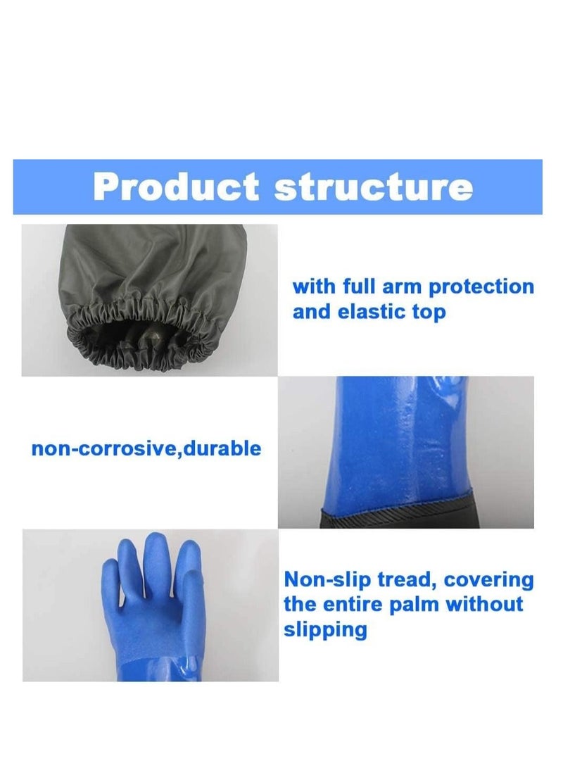 SYOSI PVC Chemical Resistant Gloves, Long Rubber Gloves, Long Waterproof Gloves and Heavy Duty Waterproof Gloves for Chemical and Acid Work, 25 inches, Large-(Blue)  - Image 5