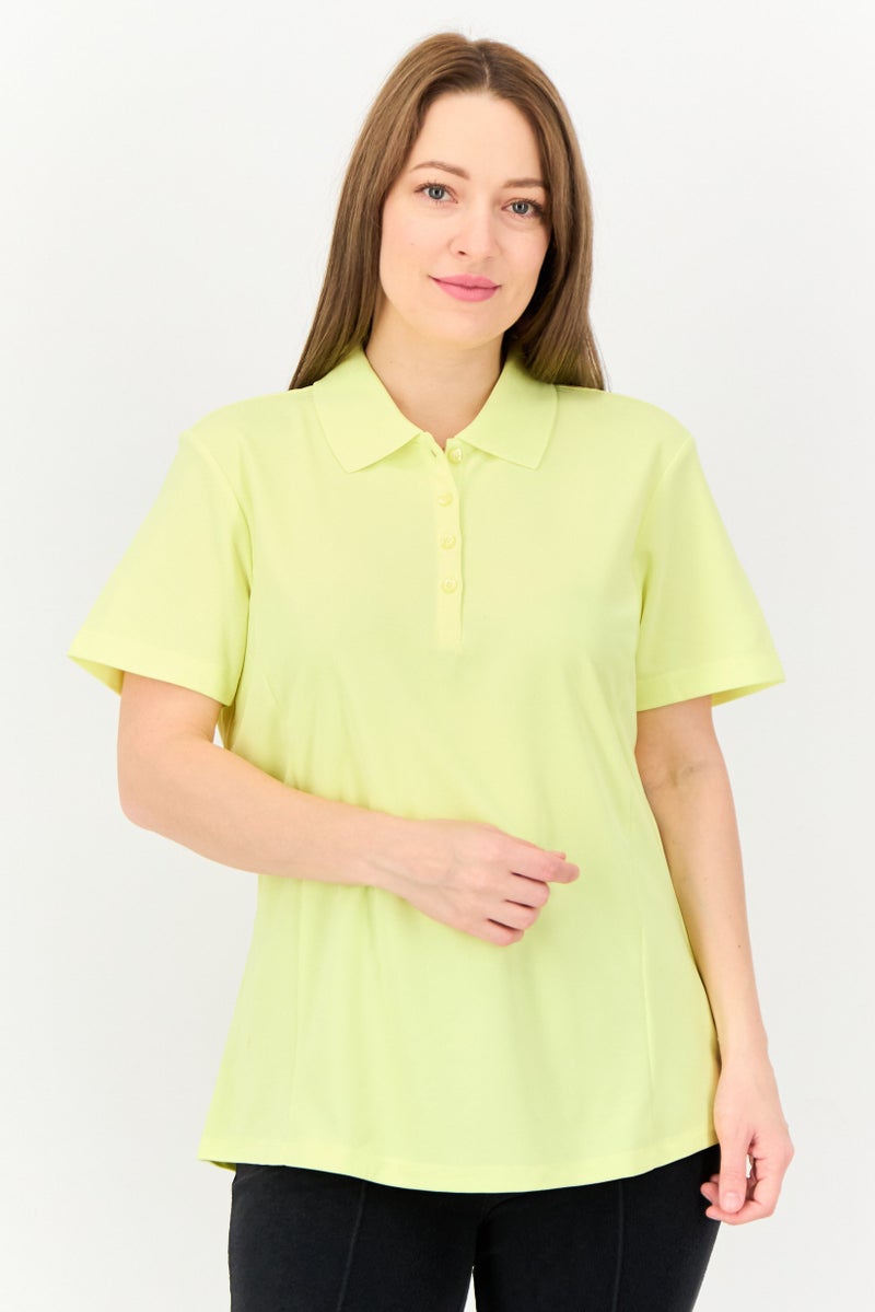 Greg Norman Women Sportswear Fit Solid Short Sleeve Training Polo Shirt, Lemon  - Image 1