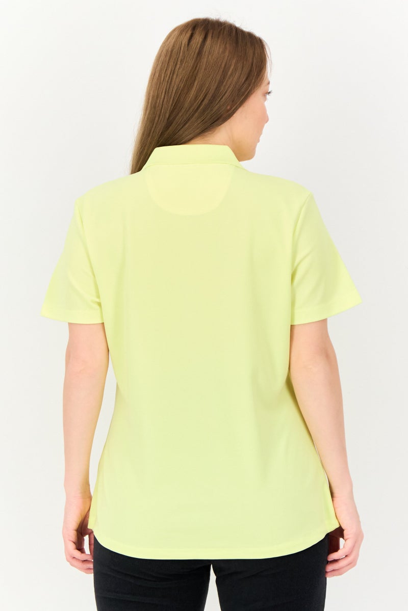 Greg Norman Women Sportswear Fit Solid Short Sleeve Training Polo Shirt, Lemon  - Image 3