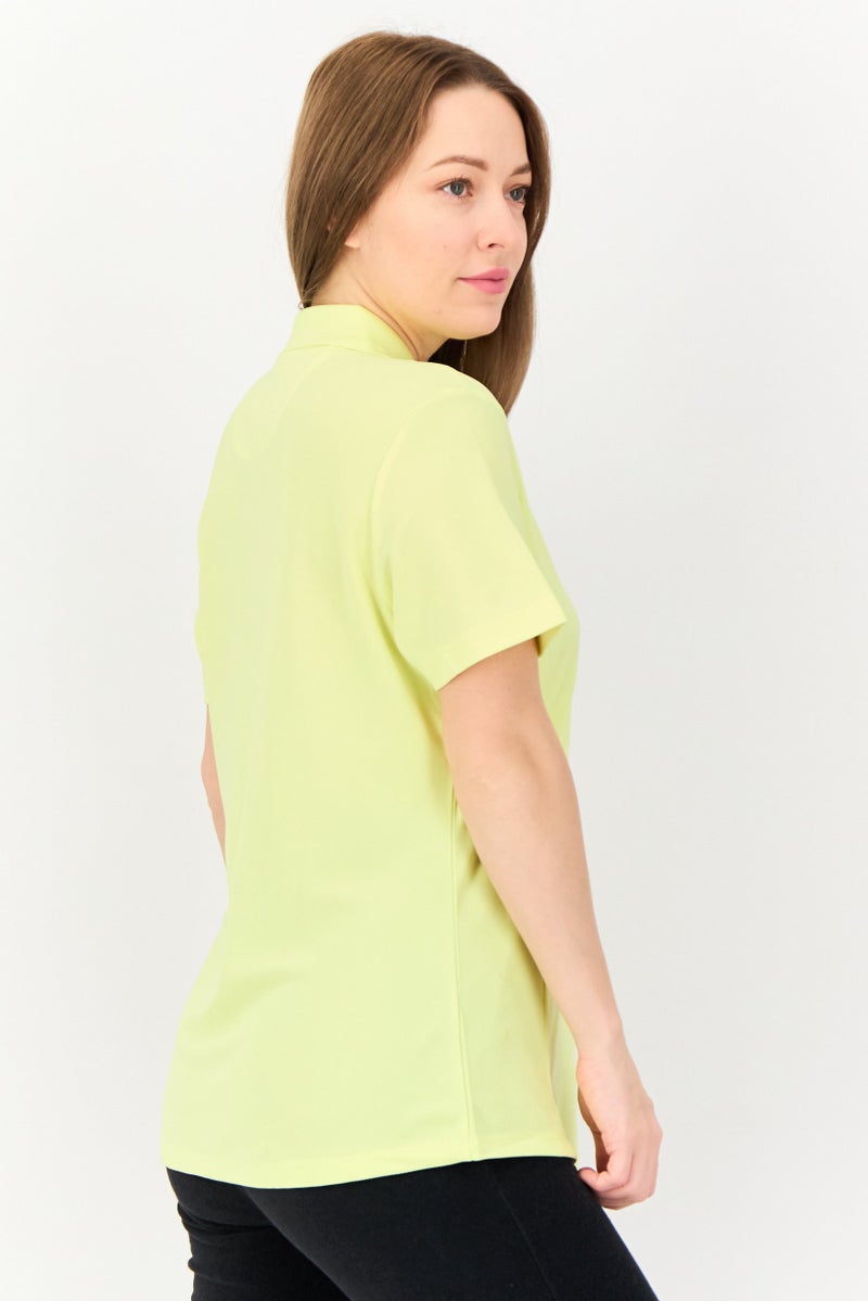 Greg Norman Women Sportswear Fit Solid Short Sleeve Training Polo Shirt, Lemon  - Image 4