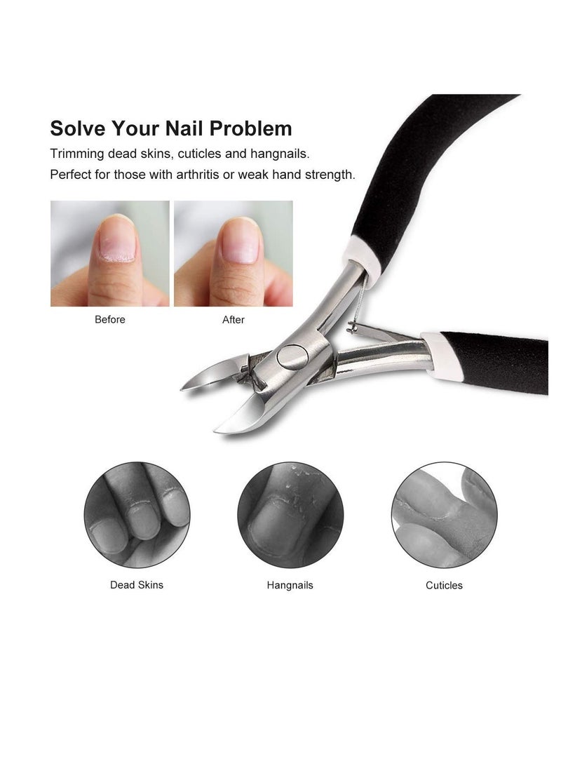 KASTWAVE 2 Pack Cuticle Trimmer, Dead Skin Remover Clipper, Non-Slip Professional Cuticle Nipper Stainless Steel Cutter, 1/2 Jaw (7 mm) Cuticle Cutter- Black - Image 2
