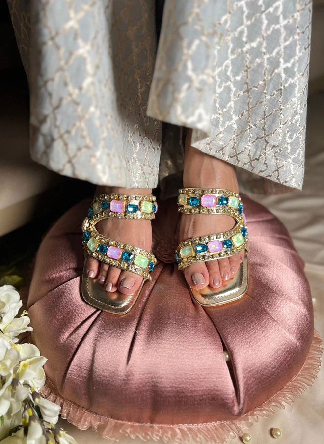 صندل ستوريز SANDAL STORIES Women Embellished Party Open Toe Flats