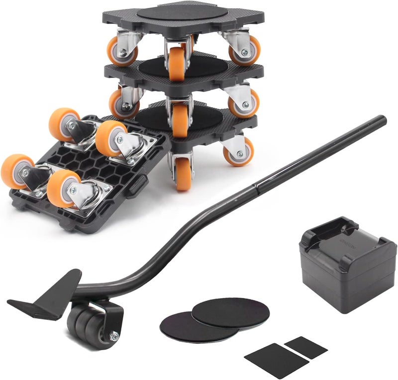 ONEON Furniture Movers with Wheels & Lifter Set, 360° Rotation Upgrated Wheels Axle Contains Bearings Furniture Mover Dolly, 660 Lbs Capacity, for Moving Heavy Furniture, Refrigerator, Sofa, Cabinet - Image 1