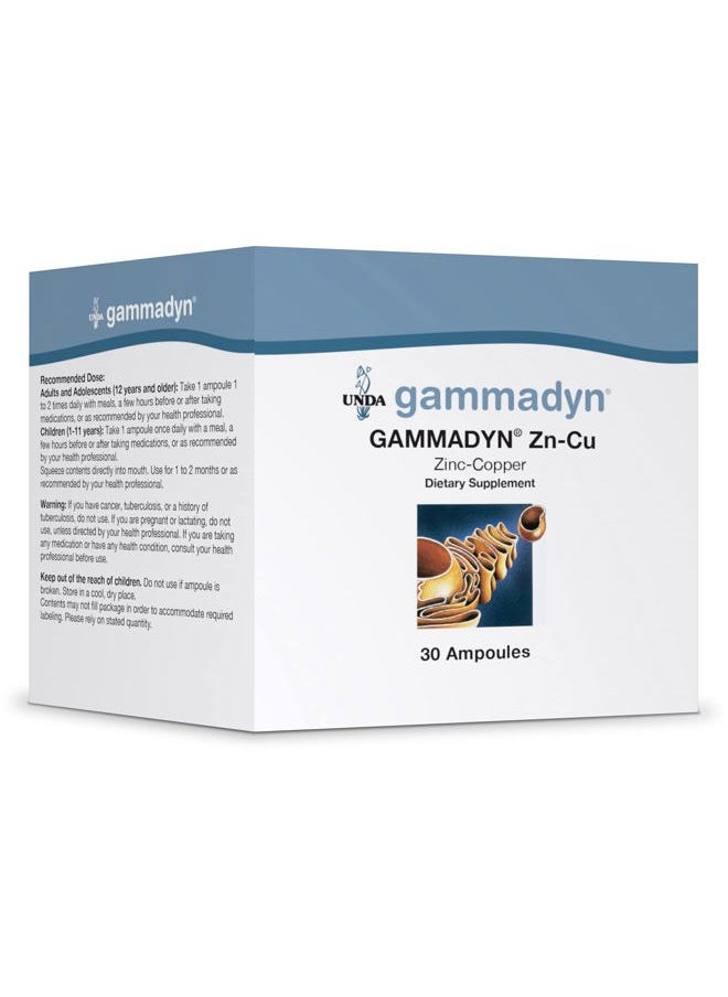 UNDA GAMMADYN Zn-Cu | Zinc-Copper Oligo-Element Supplement | 30 Ampoules  - Image 1