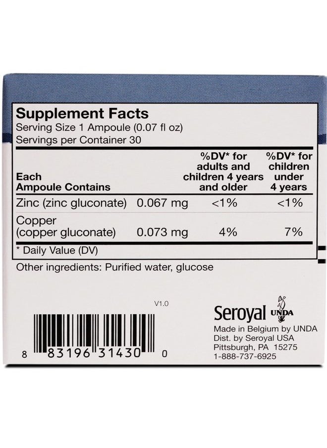 UNDA GAMMADYN Zn-Cu | Zinc-Copper Oligo-Element Supplement | 30 Ampoules  - Image 2