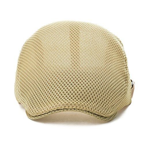 VOBOOM Men Breathable Mesh Summer Hat Adjustable Newsboy Beret Ivy Cabbie Flat Cap (Khaki) - Image 3