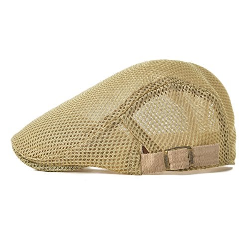 VOBOOM Men Breathable Mesh Summer Hat Adjustable Newsboy Beret Ivy Cabbie Flat Cap (Khaki) - Image 2