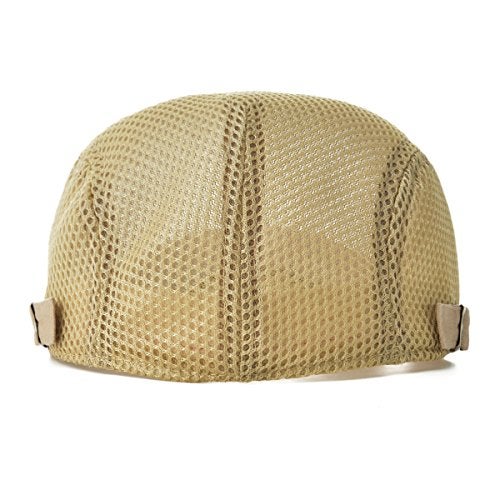 VOBOOM Men Breathable Mesh Summer Hat Adjustable Newsboy Beret Ivy Cabbie Flat Cap (Khaki) - Image 4