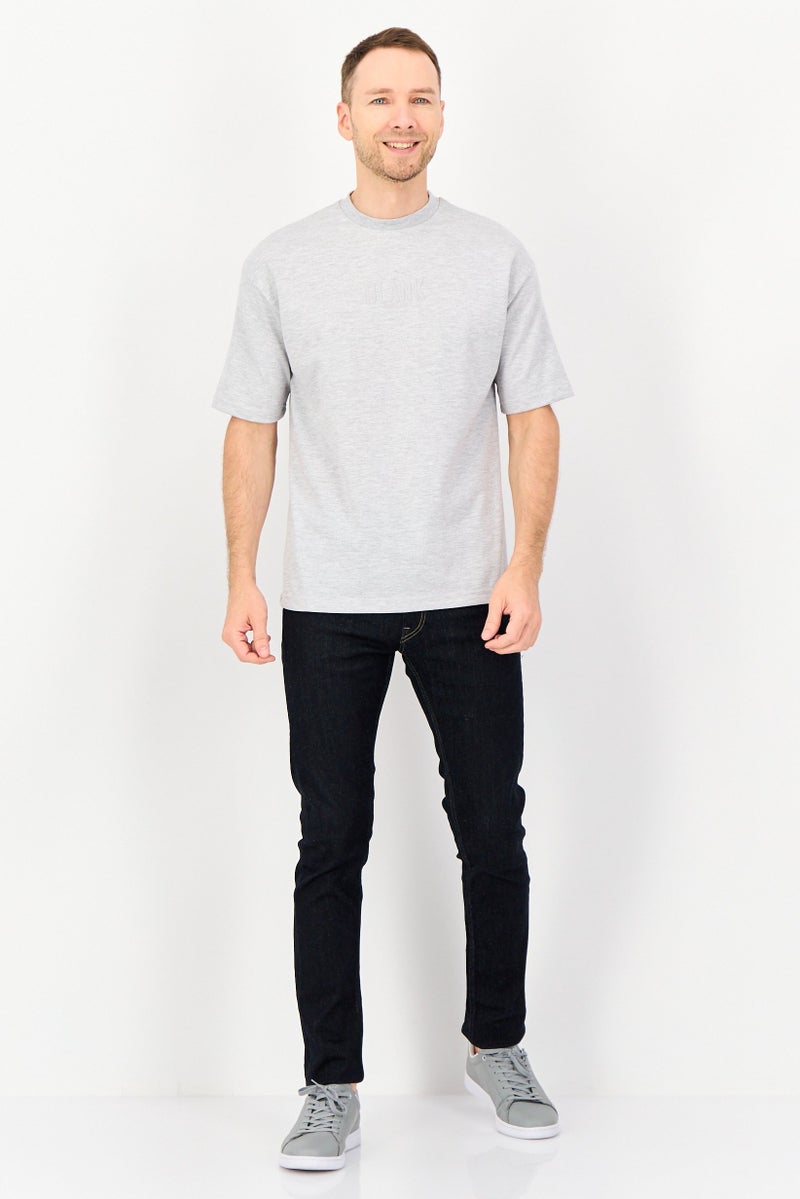 Blank Essentials Men Oversize Fit Short Sleeve Brand Logo T-Shirt, Grey - Image 4