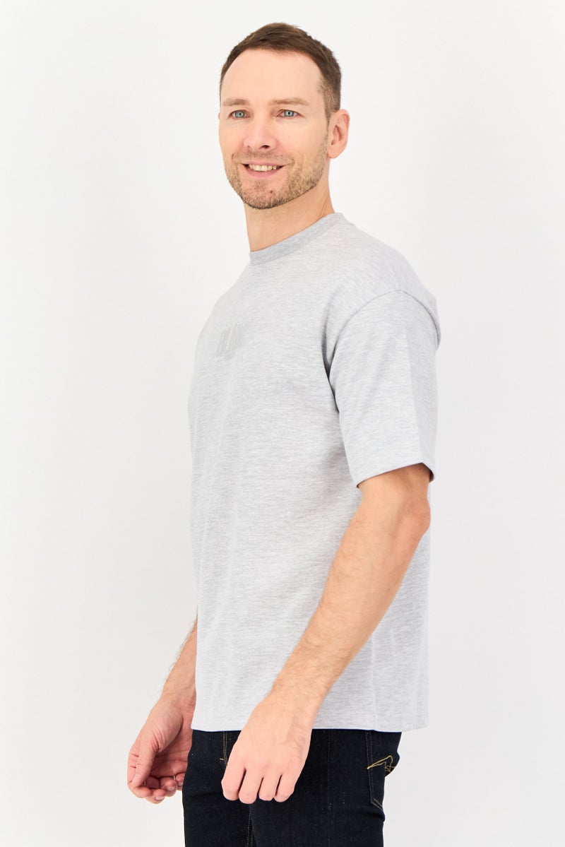 Blank Essentials Men Oversize Fit Short Sleeve Brand Logo T-Shirt, Grey - Image 2