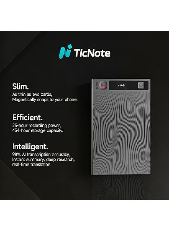 Mobvoi TicNote AI Voice Recorder 64GB Memory Note Recorder w/Case App Control 120+ Languages Transcribe Summarize with AI Shadow Digital Audio Recorder for Phone Calls Lectures Meetings Interviews - Image 3