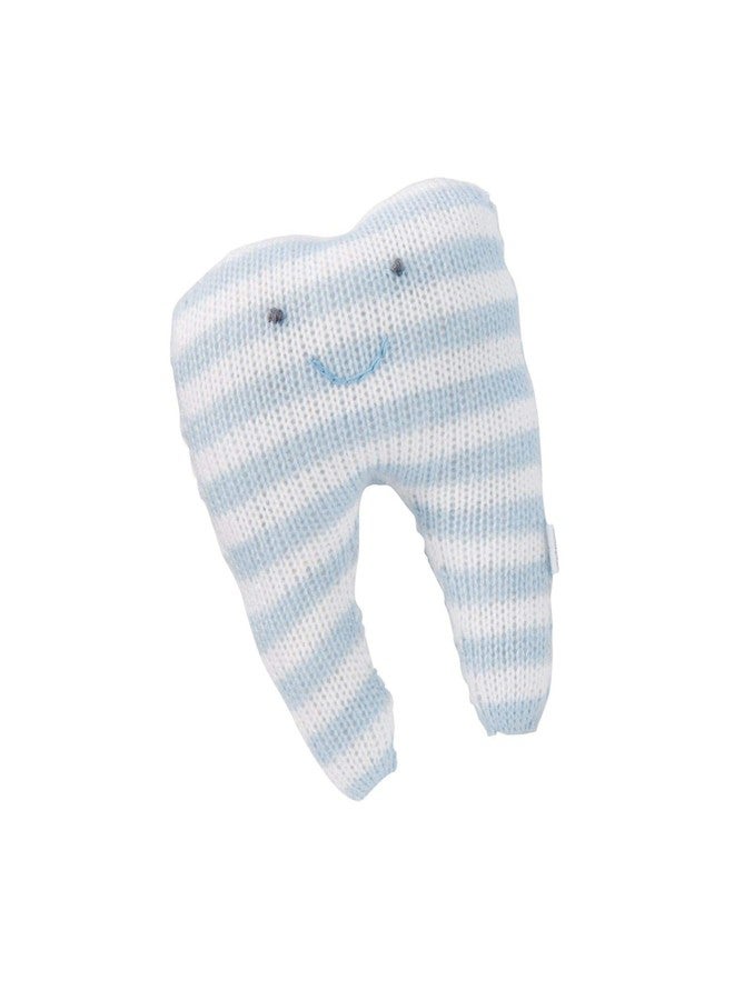 Mud Pie Tooth Knitted Pillows, 6" x 5", Blue and White Stripe - Image 1