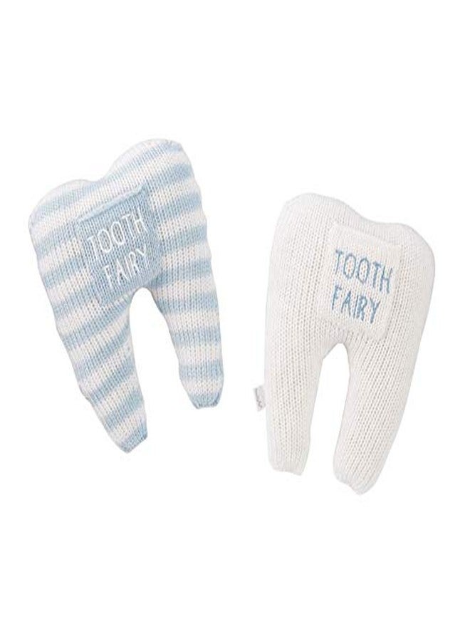 Mud Pie Tooth Knitted Pillows, 6" x 5", Blue and White Stripe - Image 4