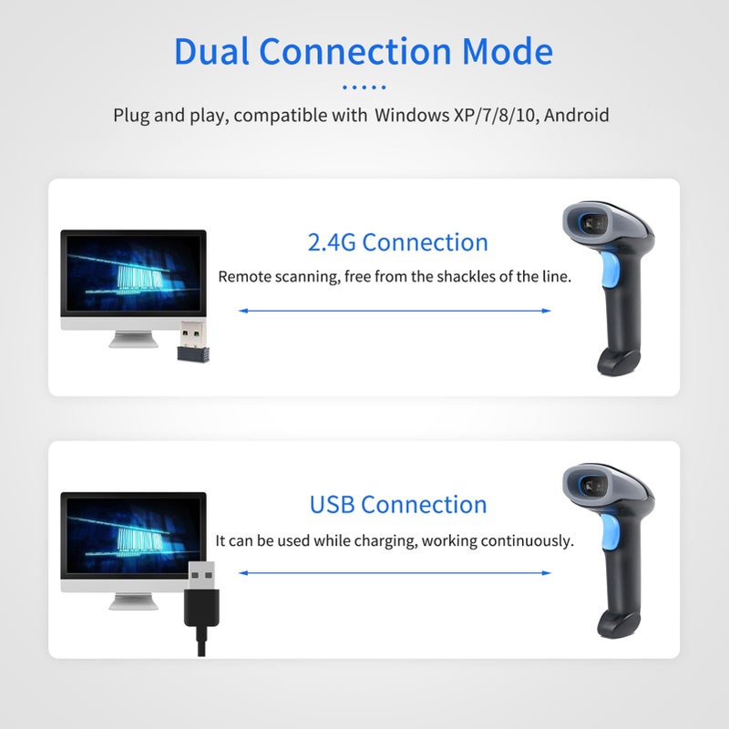 Wireless Barcode Scanner 1D 2D QR Code USB Wired Reader Compatible Windows Mac Linux - Image 5