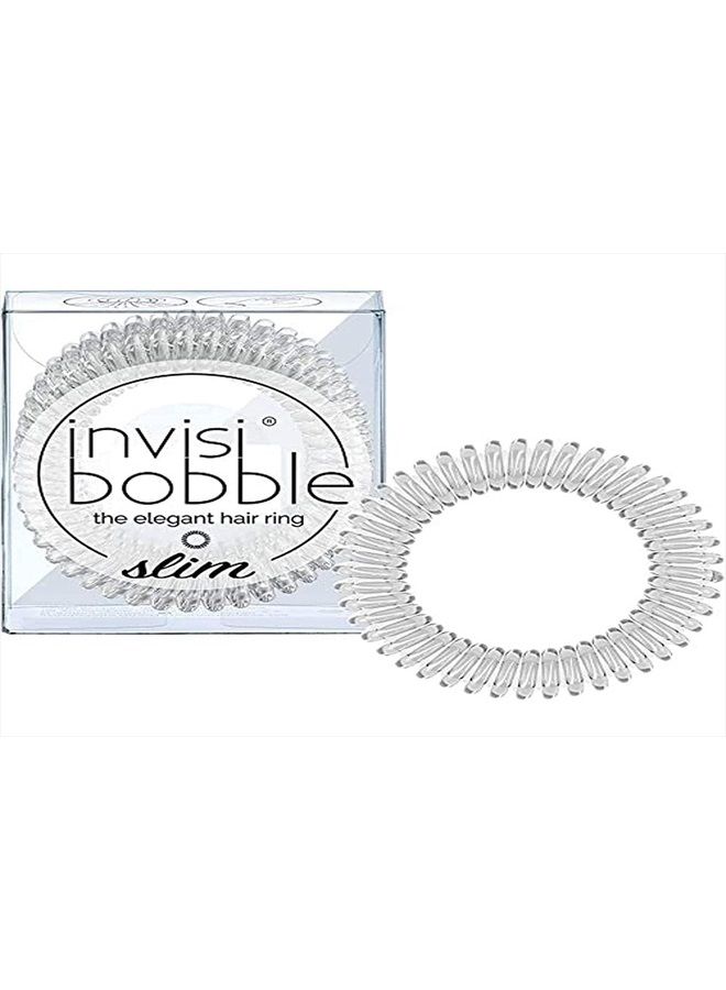 invisibobble SLIM Traceless Spiral Hair Ties - Pack of 3, Crystal Clear - Strong Elastic Grip Coil Hair Accessories for Women - No Kink, Non Soaking - Gentle for Girls Teens and Thick Hair - Image 1