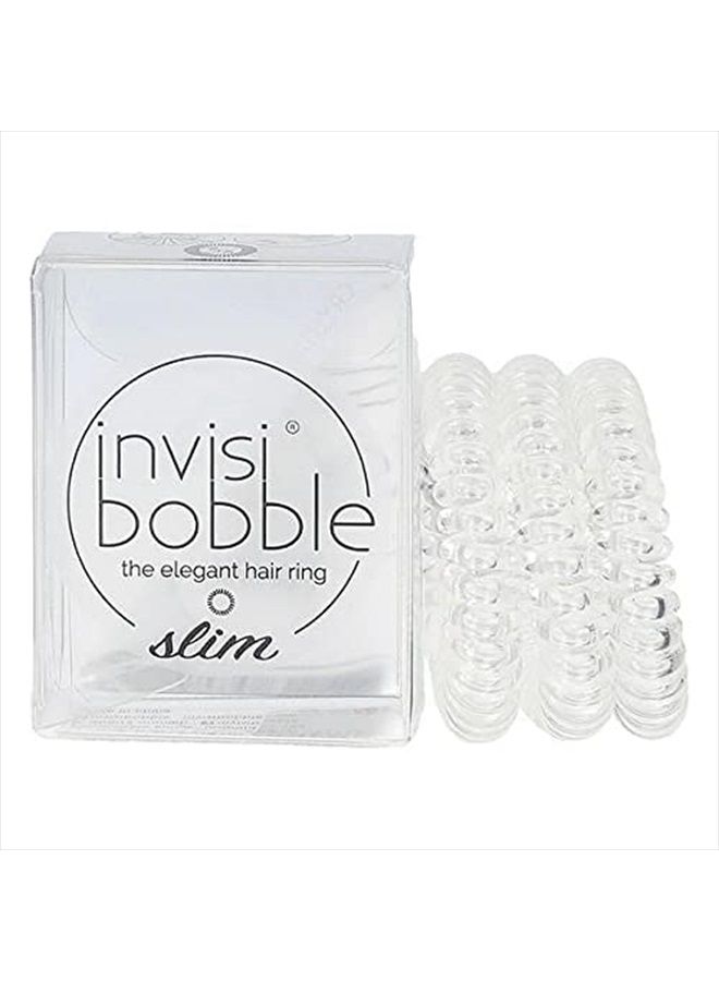 invisibobble SLIM Traceless Spiral Hair Ties - Pack of 3, Crystal Clear - Strong Elastic Grip Coil Hair Accessories for Women - No Kink, Non Soaking - Gentle for Girls Teens and Thick Hair - Image 4