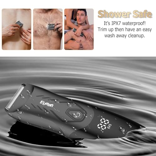 ENSSU Manscape Body Hair Trimmer for Men, Pubic Groin Hair Trimmer for Men with Safe Blade, Cordless Ball Shaver w/Light, Charging Dock, Waterproof Body Groomer, LED Display, 1H Charge,Black - Image 5