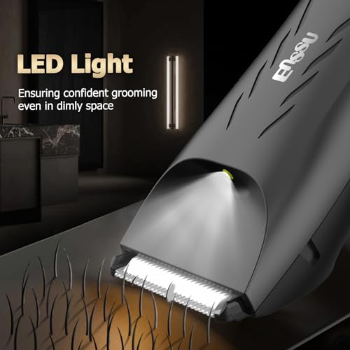 ENSSU Manscape Body Hair Trimmer for Men, Pubic Groin Hair Trimmer for Men with Safe Blade, Cordless Ball Shaver w/Light, Charging Dock, Waterproof Body Groomer, LED Display, 1H Charge,Black - Image 3