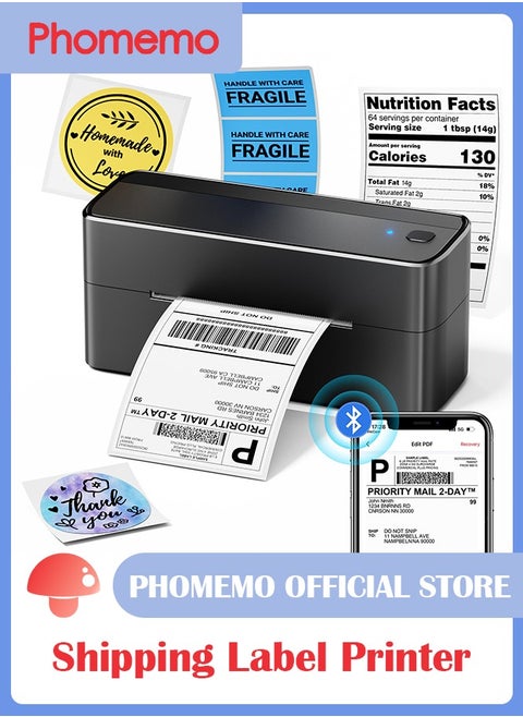 241-BT Bluetooth Thermal Label Printer, 4X6" Wireless Shipping Label Printer for Small Business, Label Printer for Shipping Packages, Compatible with iPhone, Android (Black Grey)