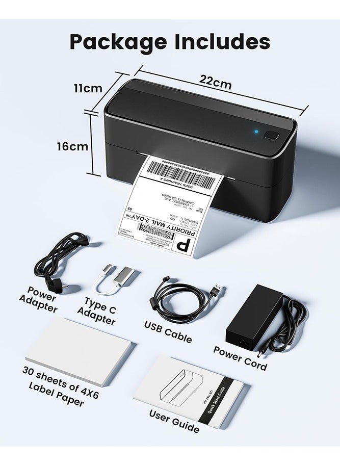 phomemo - 241-BT Bluetooth Thermal Label Printer, 4X6" Wireless Shipping Label Printer for Small Business, Label Printer for Shipping Packages, Compatible with iPhone, Android (Black Grey) - Image 1