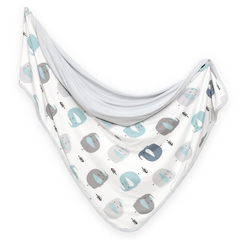 GRSSDER Baby Blankets Super Soft Jersey Knit Swaddle Blanket for Baby Girls and Boys Double Layer Receiving Blankets 34 x 44 Inches Extra Large for Baby Show Gift Cute Eelephant