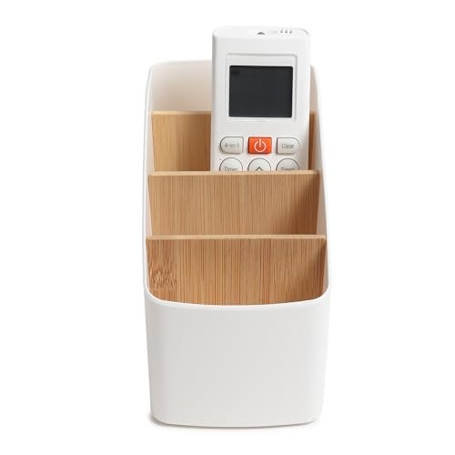 GadgetBite Remote Holder Office Desk Organiser Pen Holder Multifunctional Storage Box Organizer With 4 Storing Compartments For Pen Pencil AC TV Remote Notes and Cards - White - Image 5
