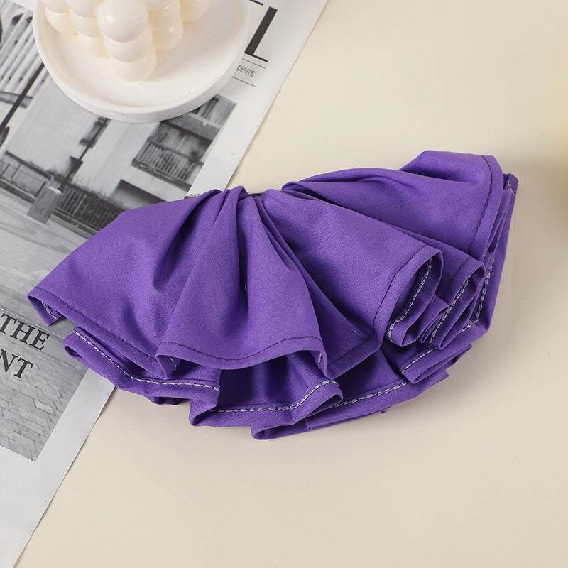 Generic Korean style double-layer skirt plaid hairpin hair ring heavy-duty hand-made design oversized headwear tied ponytail large intestine ring rubber band Purple hairpin