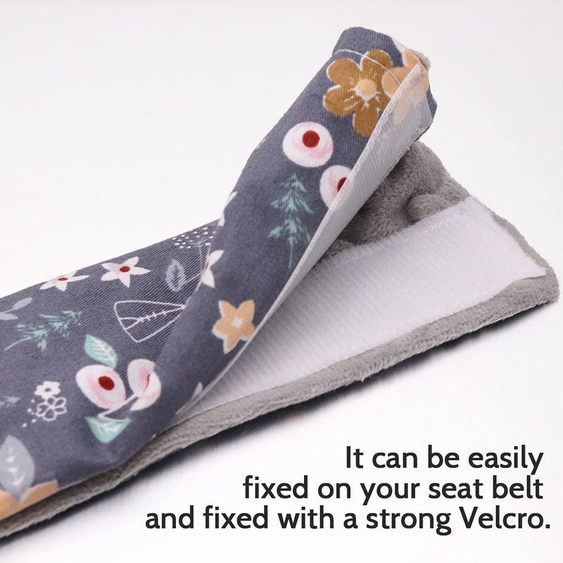 Dilimi Baby Car Seat Neck Cover  2Pcs Carseat Belt Cover Pad  Shoulder Strap Protectors  Seat Belt Covers Cushion For Boy Girl (Grey Flower Deer) - Image 4