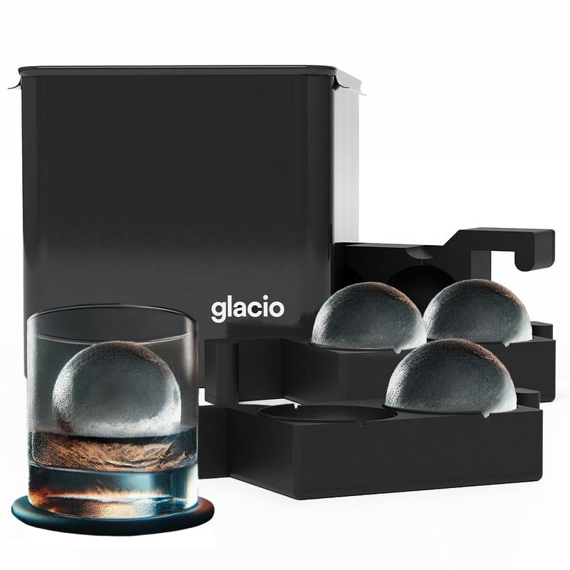 glacio Clear Ice Ball Maker Set  Creates Four 24Inch Crystal Clear Ice Spheres  Perfect for Whiskey Lovers and Cocktail Parties