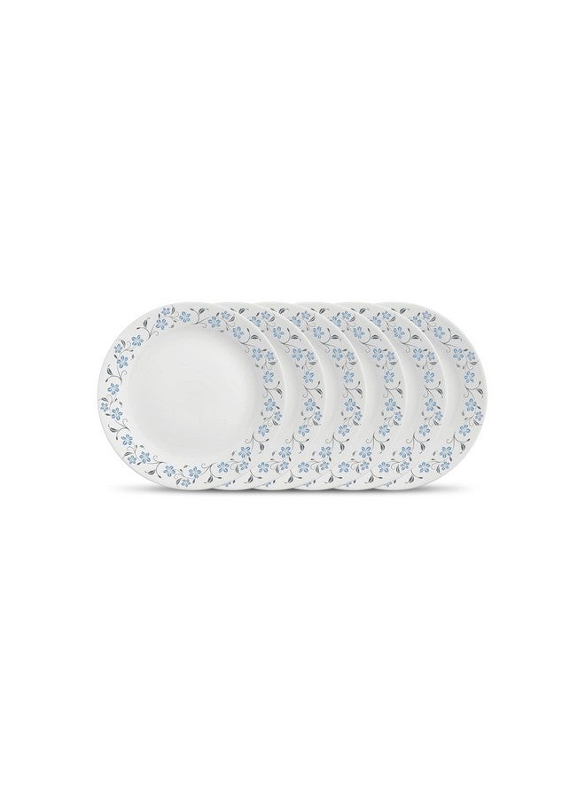 La Opala Diva, Ivory Collection, Opal Glass Quarter Plate Set 6 pcs, Grace Blue, White, Standard - Image 1