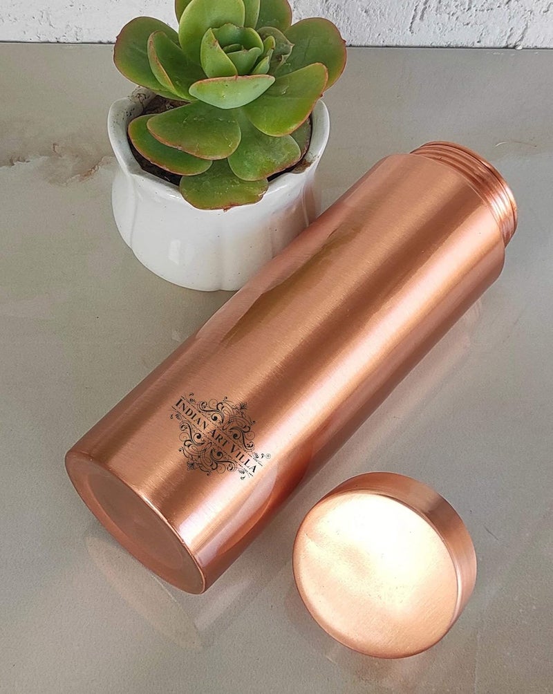 INDIAN ART VILLA INDIAN ART VILLA Pure Copper Leak Proof Bottle with Straight Design for Drinkware Storage Purpose Ayurvedic Health Benefits Volume1000 ml  - Image 3