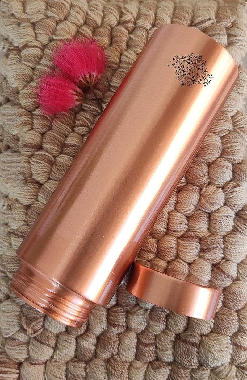 INDIAN ART VILLA INDIAN ART VILLA Pure Copper Leak Proof Bottle with Straight Design for Drinkware Storage Purpose Ayurvedic Health Benefits Volume1000 ml  - Image 4