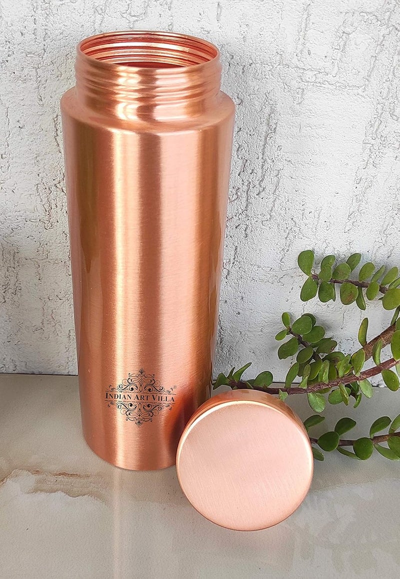 INDIAN ART VILLA INDIAN ART VILLA Pure Copper Leak Proof Bottle with Straight Design for Drinkware Storage Purpose Ayurvedic Health Benefits Volume1000 ml  - Image 2
