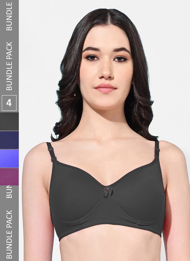 FIMS Pack Of 4 Full Coverage Lightly Padded Everyday Bras With All Day Comfort - Image 1